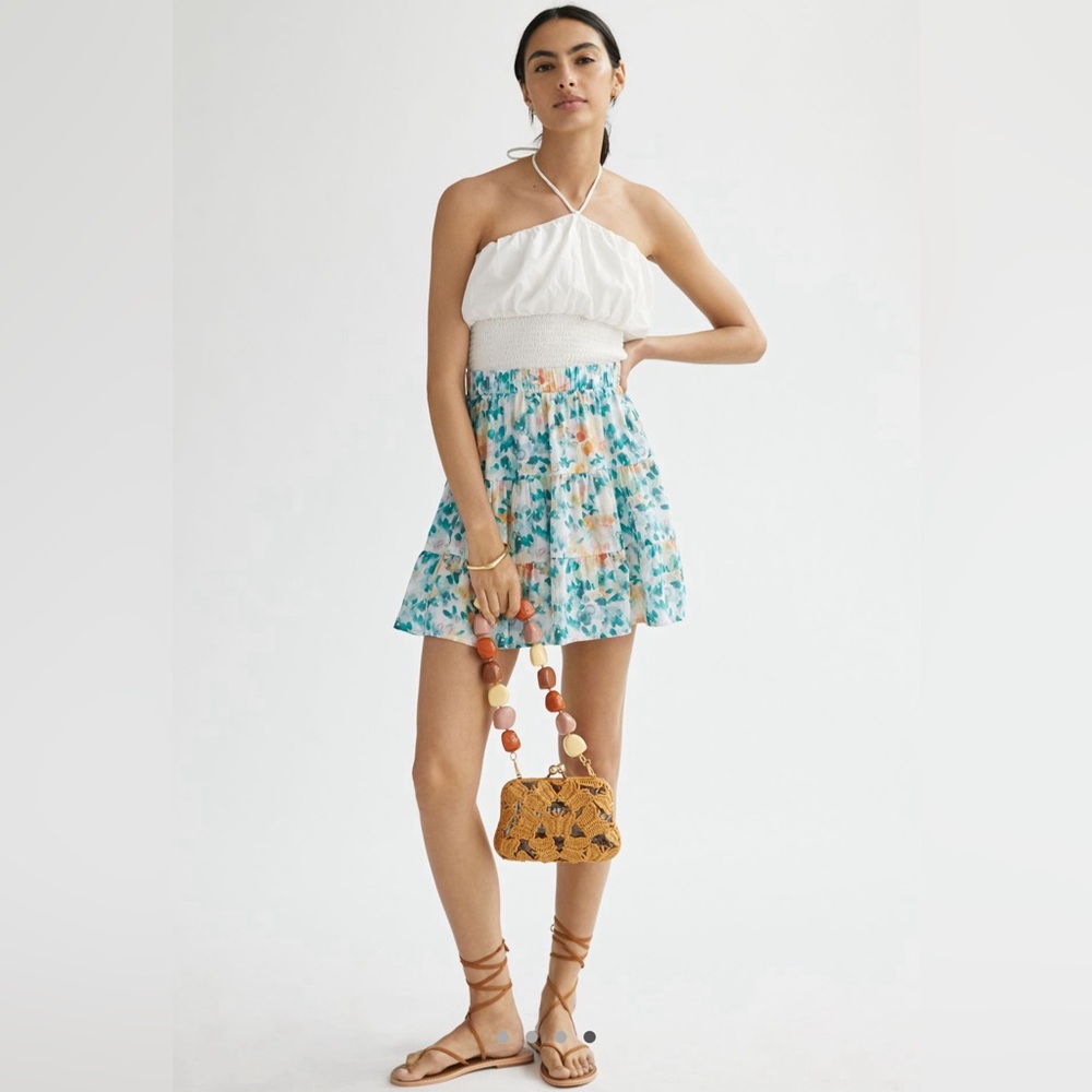 Anthropologie Cloth & Stone Tiered Watercolor Mini Skirt